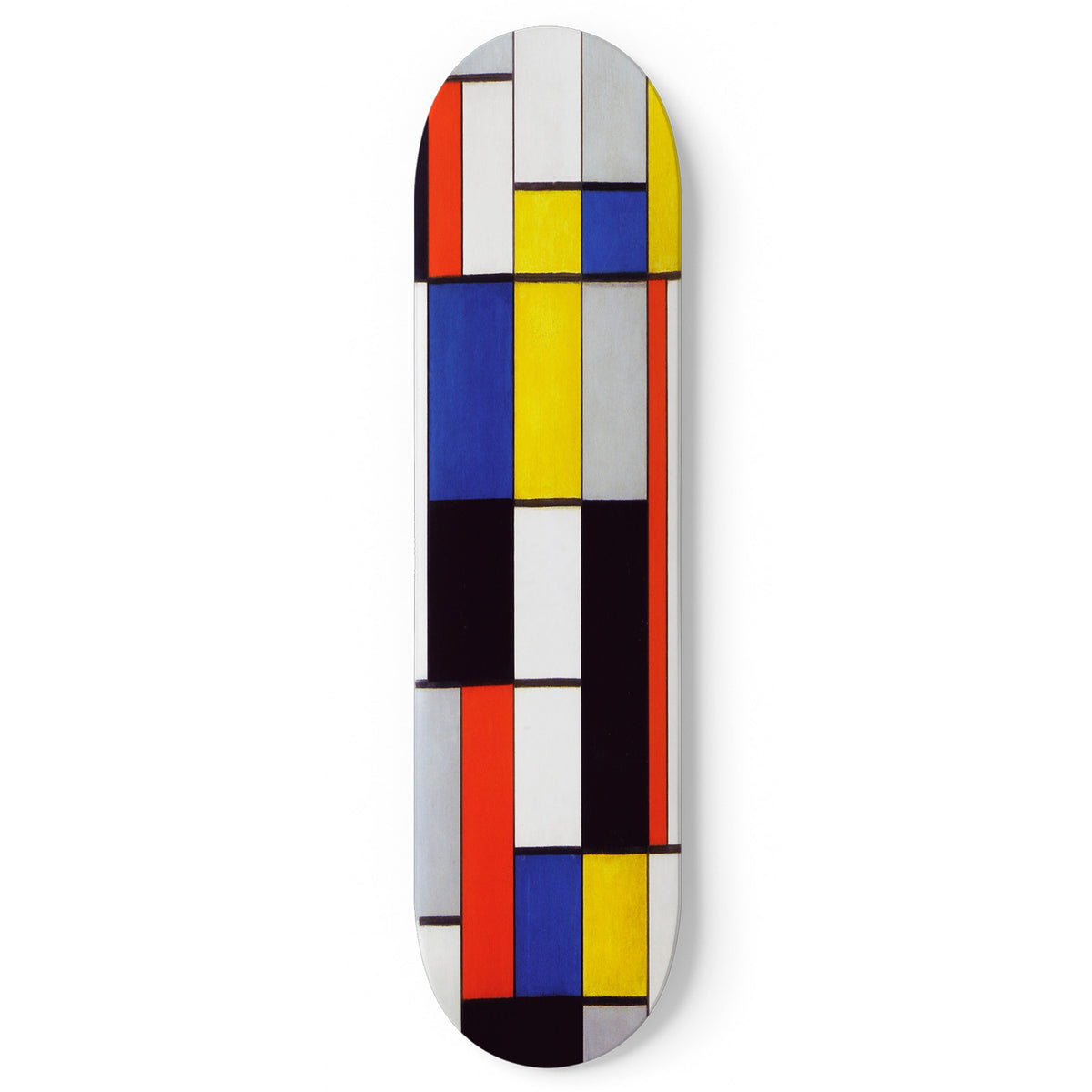Cubism 02 by Piet Mondrian, single skateboard deck, abstract painting printed on 7-ply maple
