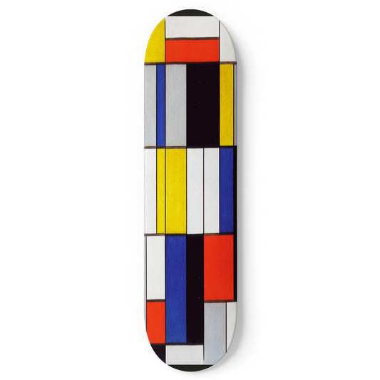 Cubism 04 by Piet Mondrian, single skateboard deck, abstract painting printed on 7-ply maple