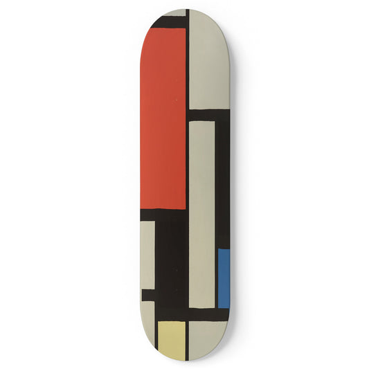Cubism 05 by Piet Mondrian, single skateboard deck, abstract painting printed on 7-ply maple